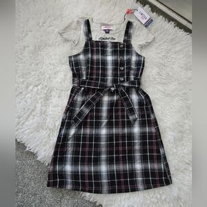 Limited Too Girl's Plaid Jumper Dress & Tee. Size L (12-14). New.